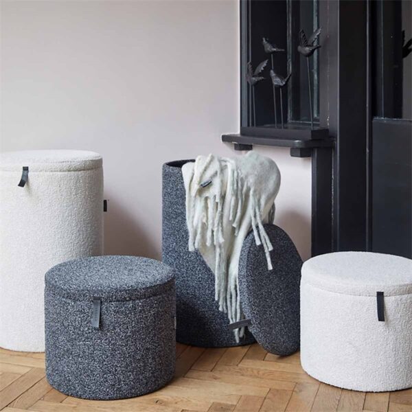 Poef opberg Didi zwart boucle 60cm